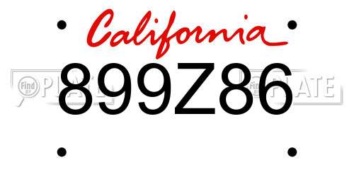 899Z86 California License Plate
