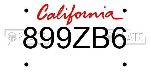 899ZB6 California License Plate