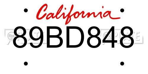 89BD848 California License Plate