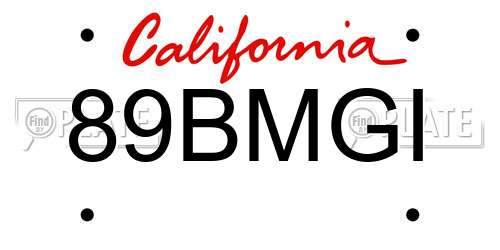 89BMGI California License Plate