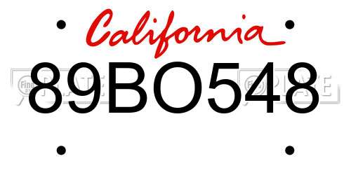 89BO548 California License Plate