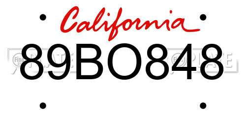89BO848 California License Plate