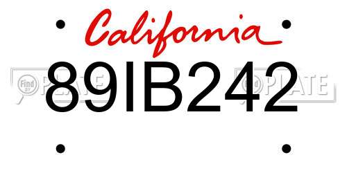 89IB242 California License Plate