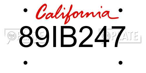 89IB247 California License Plate
