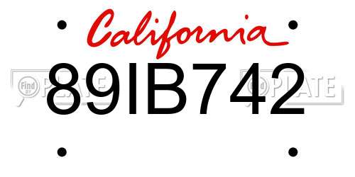 89IB742 California License Plate