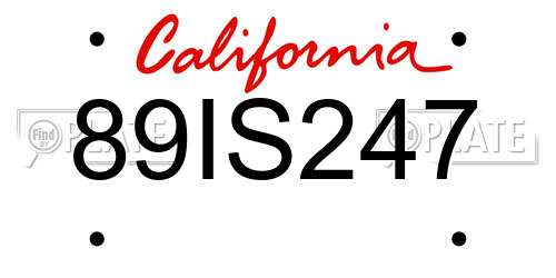 89IS247 California License Plate