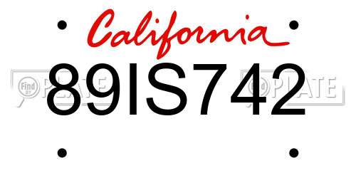 89IS742 California License Plate