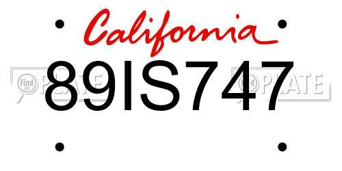 89IS747 California License Plate