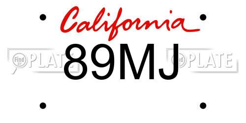 89MJ California License Plate