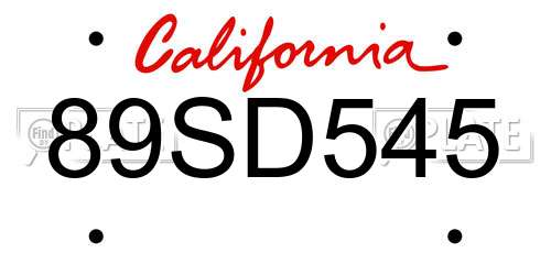 89SD545 California License Plate