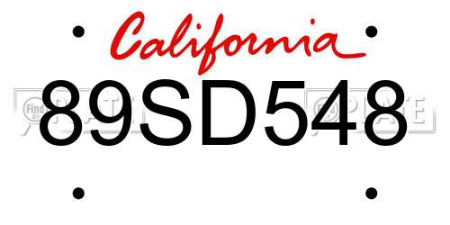 89SD548 California License Plate