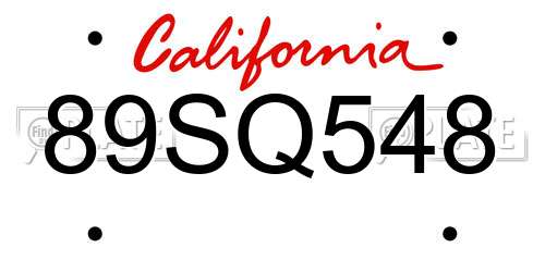 89SQ548 California License Plate