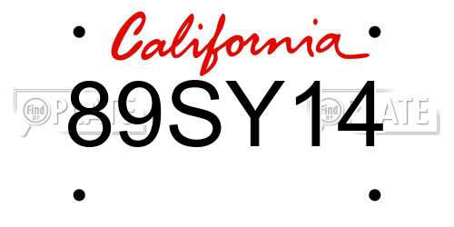 89SY14 California License Plate