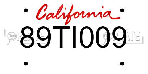 89TI009 California License Plate
