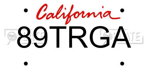 89TRGA California License Plate
