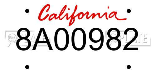 8A00982 California License Plate