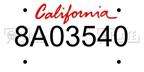 8A03540 California License Plate