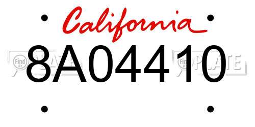8A04410 California License Plate