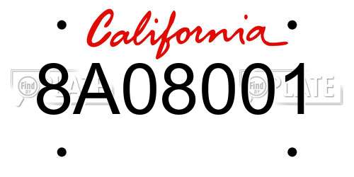 8A08001 California License Plate