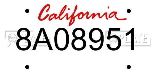 8A08951 California License Plate