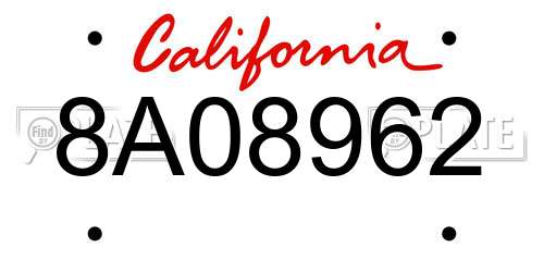 8A08962 California License Plate