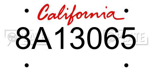 8A13065 California License Plate