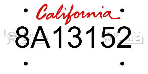 8A13152 California License Plate