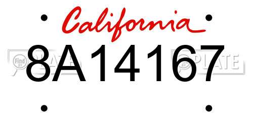 8A14167 California License Plate