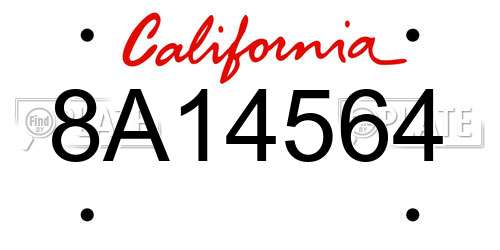 8A14564 California License Plate