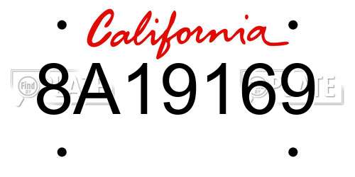 8A19169 California License Plate