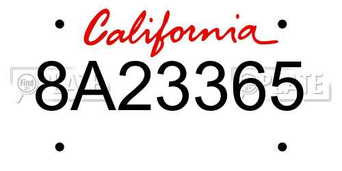 8A23365 California License Plate