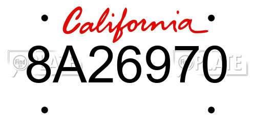 8A26970 California License Plate