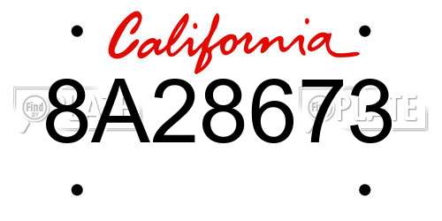 8A28673 California License Plate