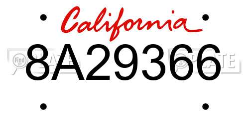 8A29366 California License Plate