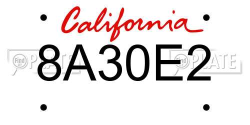 8A30E2 California License Plate