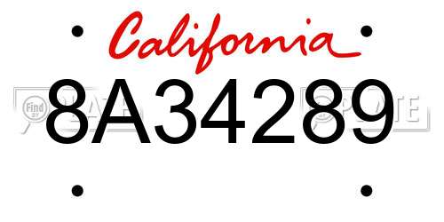 8A34289 California License Plate
