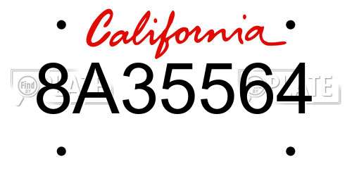 8A35564 California License Plate