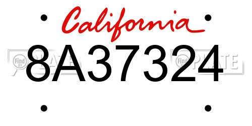 8A37324 California License Plate