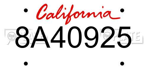8A40925 California License Plate