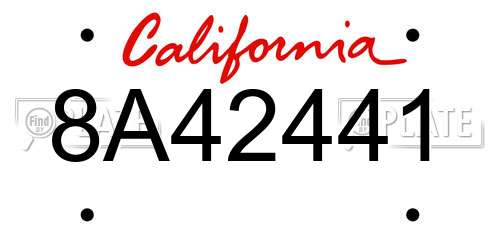 8A42441 California License Plate