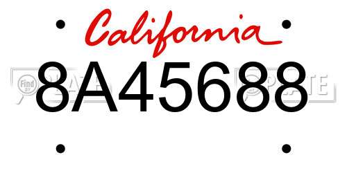 8A45688 California License Plate