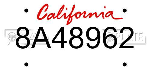 8A48962 California License Plate