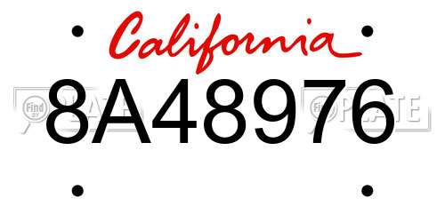 8A48976 California License Plate