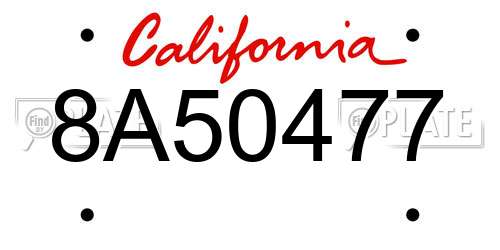 8A50477 California License Plate