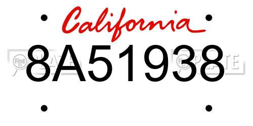 8A51938 California License Plate