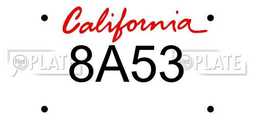 8A53 California License Plate