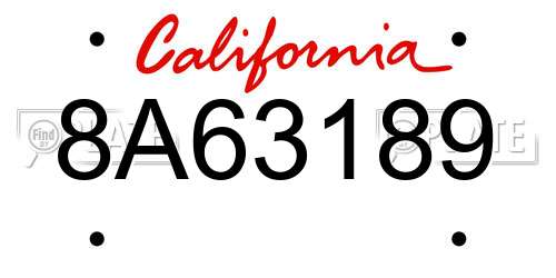 8A63189 California License Plate