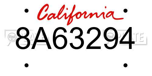 8A63294 California License Plate