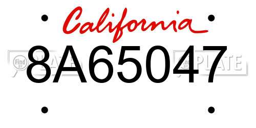 8A65047 California License Plate