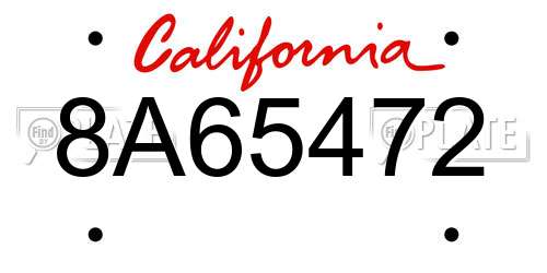 8A65472 California License Plate